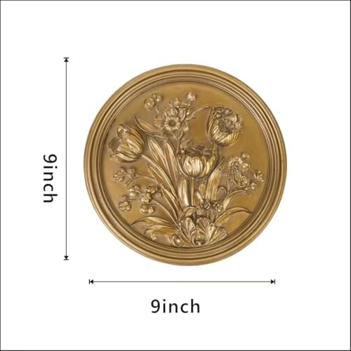 S-MANTIS Vintage Wall Sculpture,Antique Pediment,Hallway Wall Art,Hand Painted Floral Wall Decoration Accent Artworks for Indoor Kitchen Bedroom Living Room Office Outdoor Garden Patio (Antique Gold) - Image 4