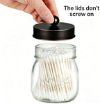 SheeChung 2 Pack Glass Mason Jar Qtip Holder with ORB Stainless Steel Lids - Image 3
