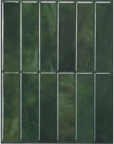 Smart Tiles Peel and Stick backsplash, Stacked Forest Green, 11.43"x9" by SmartTiles-OriginalPeelandStickBacksplashTiles