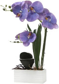 Artificial Real Touch Orchid Flowers with White Ceramic Vase, Lavender by FuleHouzz