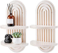 Wenqik 2 Pcs Boho Wall Shelf Rainbow Arch Wooden Floating Shelf, White by Wenqik