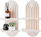 Wenqik 2 Pcs Boho Wall Shelf Rainbow Arch Wooden Floating Shelf, White by Wenqik