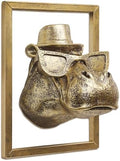 JJALIGHTS Exquisite Resin Animal Head Wall Sculpture (Gift Metal Frame) - Imitation Copper Vintage Decor for Living Room, Bedroom & Office | Decorative Wall Hanging Art(Hippo) by JJALIGHTS