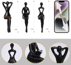 Quoowiit Black Thinker Statue Book Shelf Decor, Minimalist Modern Home Decor Collectable Figurines Office Desk Unique Coffee Table Decorations for Living Room 3 Piece - Image 4