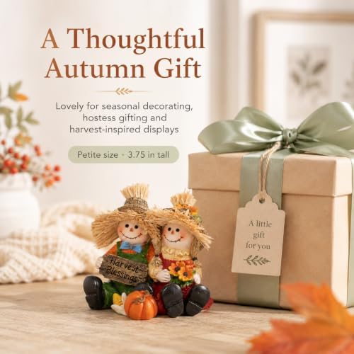 Hodao Thanksgiving Decorations Indoor Fall Scarecrow Couple Resin Figurine - Image 3