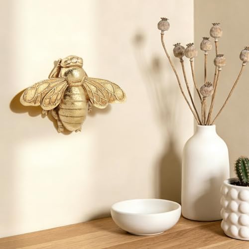 DOQXYAVM Gold Honey Bee Wall Art Decor, 3D Resin Bee Wall Sculpture, Hanging Insect Home Decoration for Living Room, Bedroom, Bathroom, Kitchen (S) - Image 7