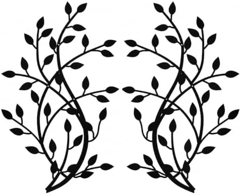 Meltset Metal Tree Leaf Wall Decor, Vine Olive Leaf Branch Wall Art, Black Metal Art, Wrought Iron Scroll Wall Decor, Decorative Wall Sculpture Above Bed, Living Room,Bathroom,Indoor Outdoor(L/Black) by MeltsetM