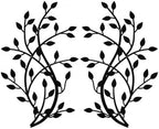 Meltset Metal Tree Leaf Wall Decor, Vine Olive Leaf Branch Wall Art, Black Metal Art, Wrought Iron Scroll Wall Decor, Decorative Wall Sculpture Above Bed, Living Room,Bathroom,Indoor Outdoor(L/Black) by MeltsetM