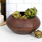 Bloomingville Modern Round Wood Bowl, Walnut Finish - Image 5