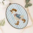dvhdajed Trendy Western Cowboy Goose Oval Wall Art Decor, Rustic Cowboy Hat Farm Animal Framed Canvas Art, Light Blue Striped Goose Wall Hanging Decor for Toddler Room Bedroom Bathroom, 8.7x11.3 Inch - Image 4