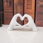 Small Heart Hands Sculpture Decor for Living Room Bedroom Bookshelf Coffe Table and Office Display, Love Finger Statue Modern Aesthetic Home Decor, Unique Gift for Wedding Christmas Birthday (White) - Image 3