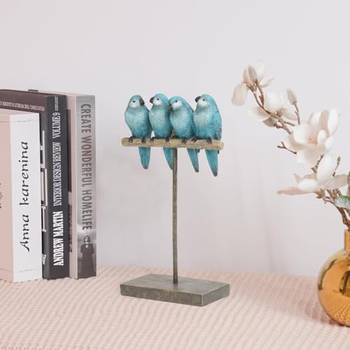 Braxio Bird Figurines Home Decor – Resin Tabletop Blue Bird Decor for Shelf Table Desk Modern Decorative Accent for Living Room Bedroom Office 5.5 x 2.5 x 9.5 Inch - Image 3