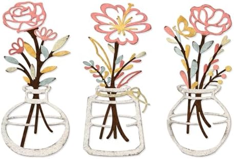 ARTINME 3 Pieces Metal Flowers Wall Arts - Rustic Farmhouse Decor Minimalist Flower Wall Decors for Living Room Bathroom Kitchen Bedroom Dining Room - Housewarming Gifts (Beige) by Artinme