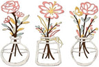 ARTINME 3 Pieces Metal Flowers Wall Arts - Rustic Farmhouse Decor Minimalist Flower Wall Decors for Living Room Bathroom Kitchen Bedroom Dining Room - Housewarming Gifts (Beige) by Artinme
