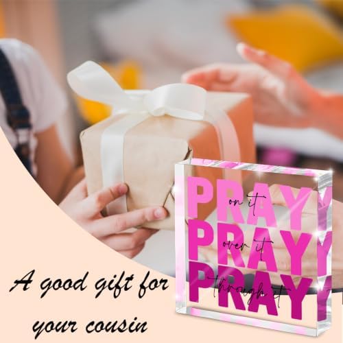 Pink Acrylic Sign 4x4, Desk Accessories for Women, Christian Room Decor - Image 5
