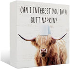 Highland Cow Bathroom Decor - Funny Bathroom Decor, Rustic Western Highland Cow Wood Sign, 5 X 5 Inches by Unknown