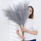 Faux Pampas Grass, Set of 9 Stems 37'' Tall Fluffy Fake Pompas Floral, Large Artificial Pompous Branches for Floor Vase Fillers, Pompas Decorativas, Boho Farmhouse Wedding Home Decor(Grey) - Image 2