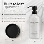 Glass Hand Soap Dispenser Bathroom Set by Brighter Barns - Bathroom Soap Dispenser Set - Refillable Pump Bottle with Tray - Neutral Home Decor for Spa, Hotel, Vacation Rental, Restaurant, Gift (Clear) - Image 3