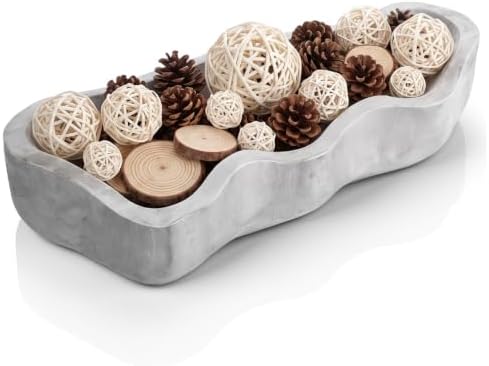 Nuogo 16 Inch Wooden Wavy Edge Dough Bowl Supplies, Grey by Nuogo