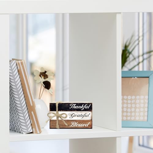 Decorative Books For Home Decor, Wood Book Stack For Table Decor, Thankful Grateful Blessed Decoration Books For Living Room Bookshelf Office, Thanksgiving Farmhouse Stacked Books Decoration (L77) - Image 5