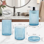 4pcs Blue Glass Bathroom Accessories Set - Image 3