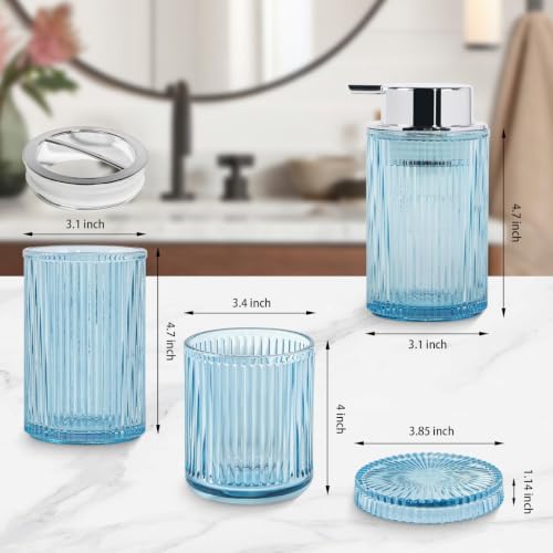 4pcs Blue Glass Bathroom Accessories Set - Image 3