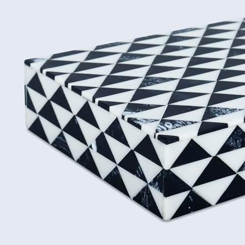 Handicrafts Home Black White Small Trinket Jewelry Box with Lid, 5x7x1.5 In - Image 5
