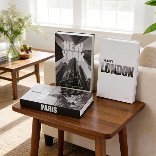 3 PCS Faux Decorative Books for Home Decor-Coffee Table Books Decor-Aesthetic Fake/Faux Books (3-Paris London New York Shipaitu 2-liti) - Image 2