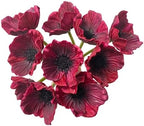 10 pcs Wine Red Artificial Flowers Poppy Flowers,11" Faux Flower Stems by Unknown