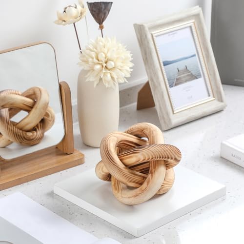Yalikop 3 Link Wood Knot Decor Rustic Table Shelf Accents, Burnt - Image 5