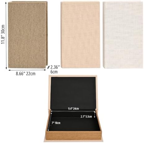 DECOR4SEASON Modern Linen and Wood Decorative Faux Book Boxes Set of 3,12" - Image 2