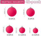 46Pcs Velvet Christmas Ball Ornaments Set - Flocked Shatterproof Christmas Tree Decorations Classic Hanging Ornaments with Rope for Xmas Wreath Holiday Home Decor (Multi-Size, Fuchsia Pink) - Image 2