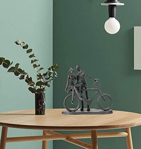 Bike Couple Figurine Statue - Art Metal Sculpture Decor Anniversary - Romantic Gift for Wedding and Anniversary - for Him,Her and Bicycle Lovers, Metal Ornament Couple Statues for Home Decor - Image 5