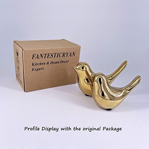 FANTESTICRYAN Small Birds Statues Home Decor, Modern Style, Gold, M&L 2pcs - Image 3
