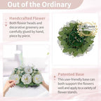 NUPTIO Artificial Flowers Ball Centerpiece: White Fake Kissing Rose, 10 Pcs - Image 4