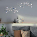 sxnzequnze 2 Set Metal Tree Leaf Wall Art for Home Decor Living Room Bedroom Dining Room Bling Rhinestone, 3D, Iron Branch Hanging Leaf Sculpture Art Pieces -Blue 16.5in*6.7in - Image 3