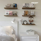 RICHER HOUSE 5-Set Floating Shelves with Lip, Brown Wall Mounted Wood Shelf - Image 2