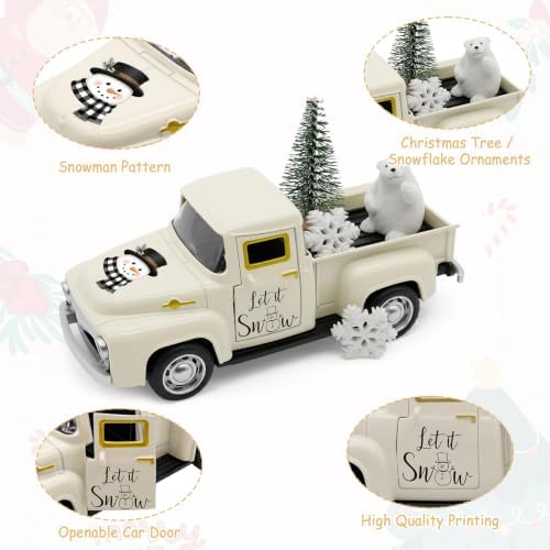 Christmas Truck Decor, Snowman Winter Tabletop Farmhouse Decorations - Image 4