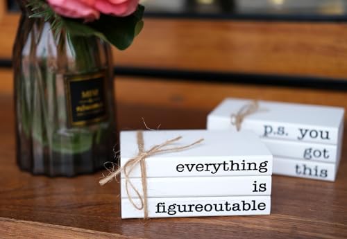 Farmhouse Motivational Wooden Office Desk Decor, Cute Decorative Books for Shelf Decoration, Inspirational Gifts for Women Men - Everything is Figureoutable Sign - Image 4