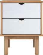 Scandinavian Style Bedside Cabinet Brown and White Solid Pine Wood, Engineered - Image 4