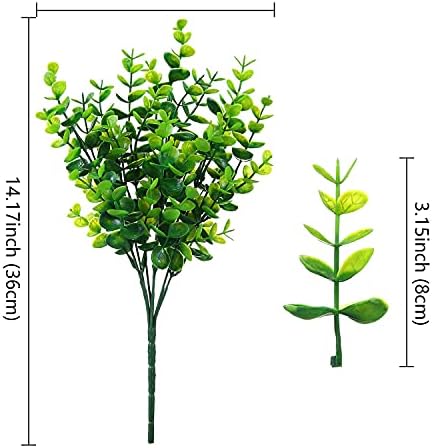 XLFAQXM Artificial Plants Flowers Grass Shrubs 8 Pack No Fade Faux Plastic Flowers Outdoor for Farmhouse Garden Porch Patio Indoor Wedding Decoration Greenery Fake Plants uv Resistant (1#Green) - Image 6