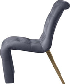 Meridian Furniture 920Grey-C Curve Collection Modern | Contemporary Velvet - Image 6