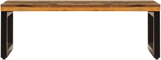 Rustic Multicolor Coffee Table, Solid Reclaimed Wood, Sturdy Steel Legs - Image 4