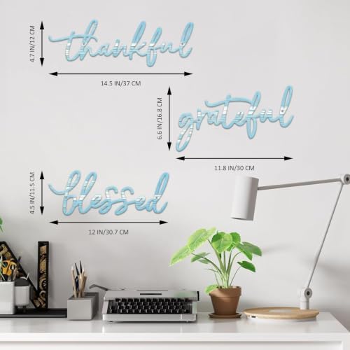 3 Pieces Thankful Grateful Blessed Letter Sign Metal Wall Decor - Image 6
