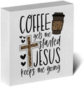 Christian Coffee Decor Wood Sign, Farmhouse Kitchen Wall Art with Inspirational Quote, Religious Rustic Wood Box for Coffee Bar, Shelf, Desktop by ENGVZ