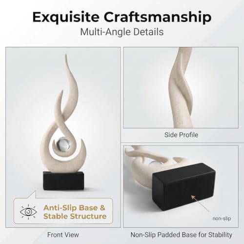 FJS Sandstone Abstract Flame Sculpture for Living Room Coffee Table Decor - Image 3