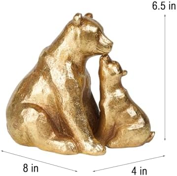 Guichifun Kissing Bear Statues Gold Mother and Baby Resin Figurines - Image 5