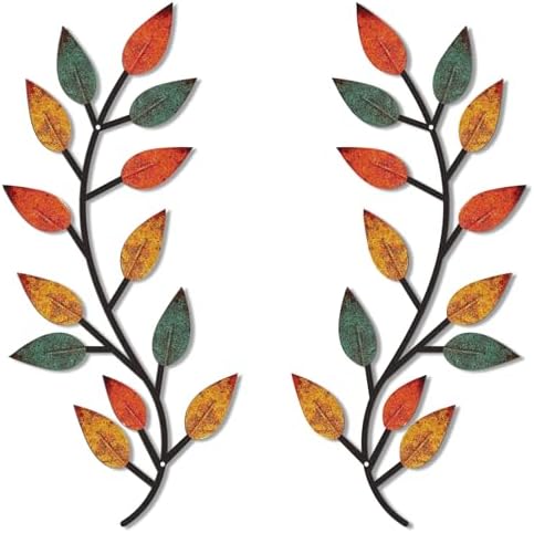 Zhengmy 2 Pcs Metal Leaf Wall Art Vine Branch Decor,Lively Colors by Zhengmy