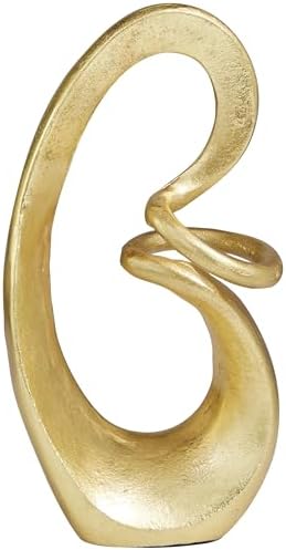 Deco 79 Aluminum Metal Abstract Decorative Sculpture Swirl Home Decor Statue, Accent Figurine 7" x 4" x 13", Gold by Unknown