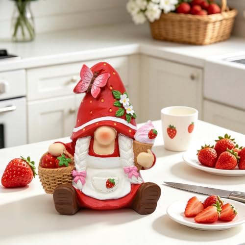Strawberry Decor Gnome Figurine 6 Inch Cute Garden Decor Gifts - Image 5